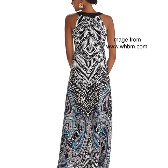White House Black Market Sleeveless V-Neck Tribal Print HiLo Dress Sz 2 EUC $170 - Picture 13 of 14
